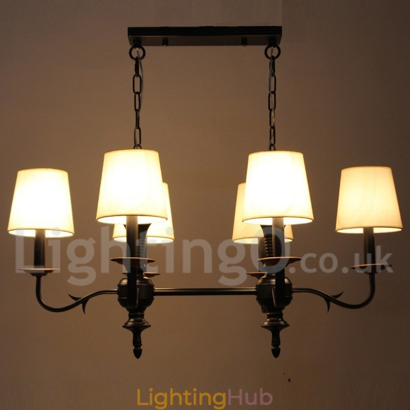 6 Light Rustic Retro Black Candle Style Chandelier
