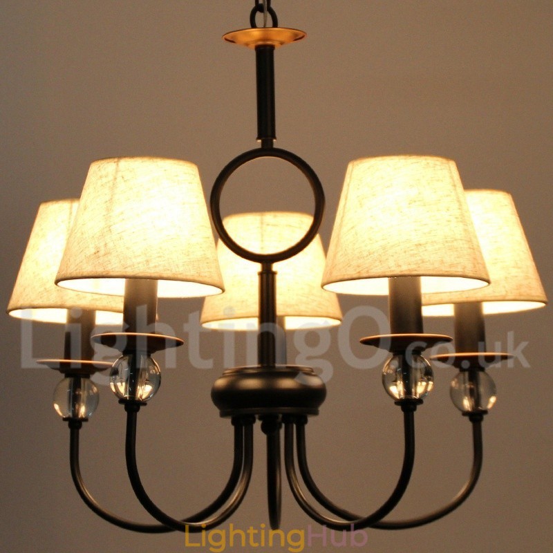5 Light Rustic Retro Black Mediterranean Style Contemporary Candle Style Chandelier