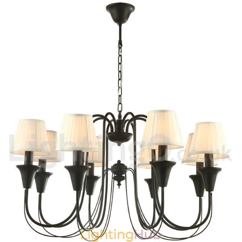 8 Light Black Retro Candle Style Chandelier