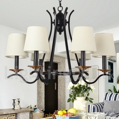 6 Light Black Retro Contemporary Candle Style Chandelier 6 Light Black Retro Contemporary Candle Style Chandelier