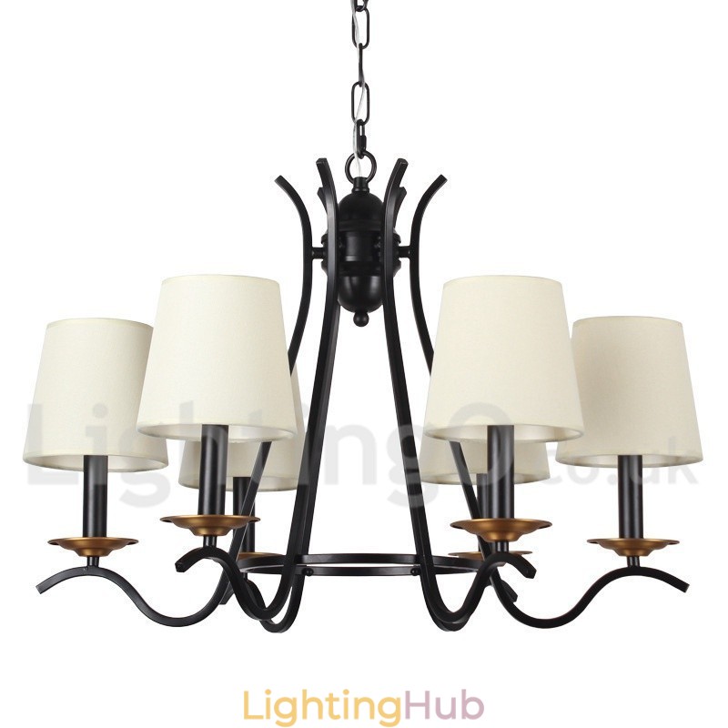 6 Light Black Retro Contemporary Candle Style Chandelier
