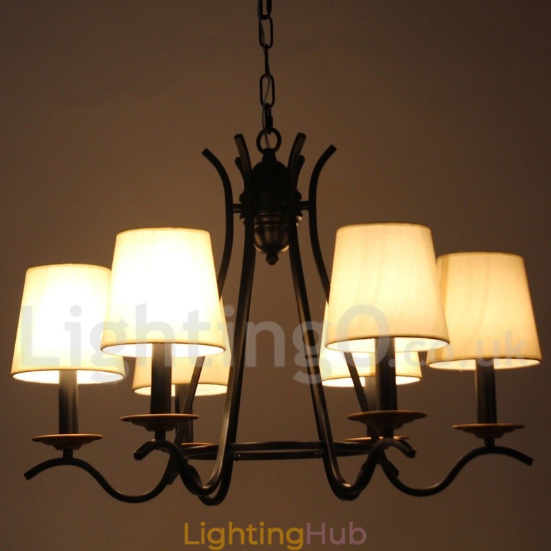 6 Light Black Retro Contemporary Candle Style Chandelier