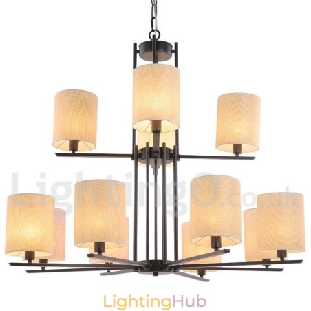 12 Light Rustic Retro Black 2 Tier Large Chandelier Candle Style Chandelier