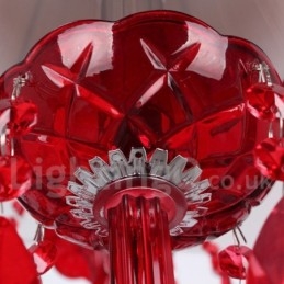 8 Light Red K9 Crystal Candle Style Chandelier