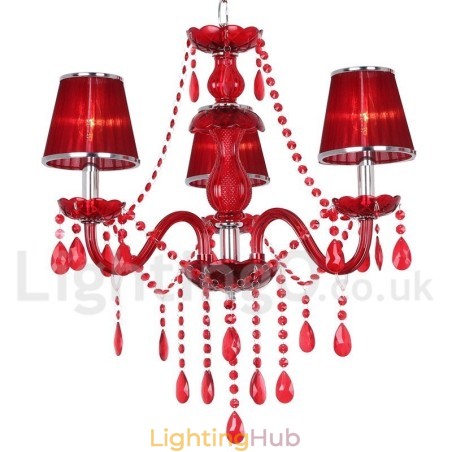 3 Light Red K9 Crystal Candle Style Chandelier 3 Light Red K9 Crystal Candle Style Chandelier