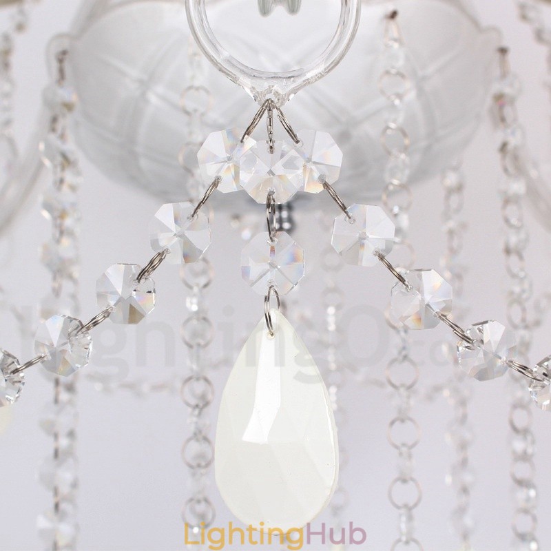 3 Light White K9 Crystal Candle Style Chandelier