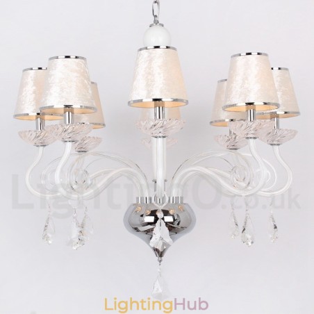 8 Light White Contemporary K9 Crystal Candle Style Chandelier 8 Light White Contemporary K9 Crystal Candle Style Chandelier