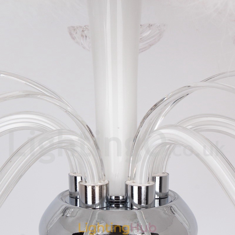 5 Light White Contemporary K9 Crystal Candle Style Chandelier