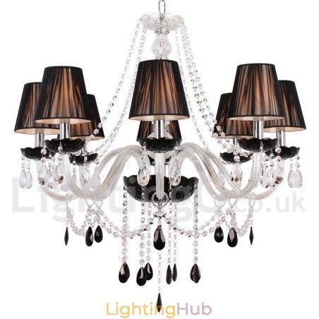 8 Light Contemporary Black Brushed K9 Crystal Candle Style Chandelier 8 Light Contemporary Black Brushed K9 Crystal Candle Style Chandelier