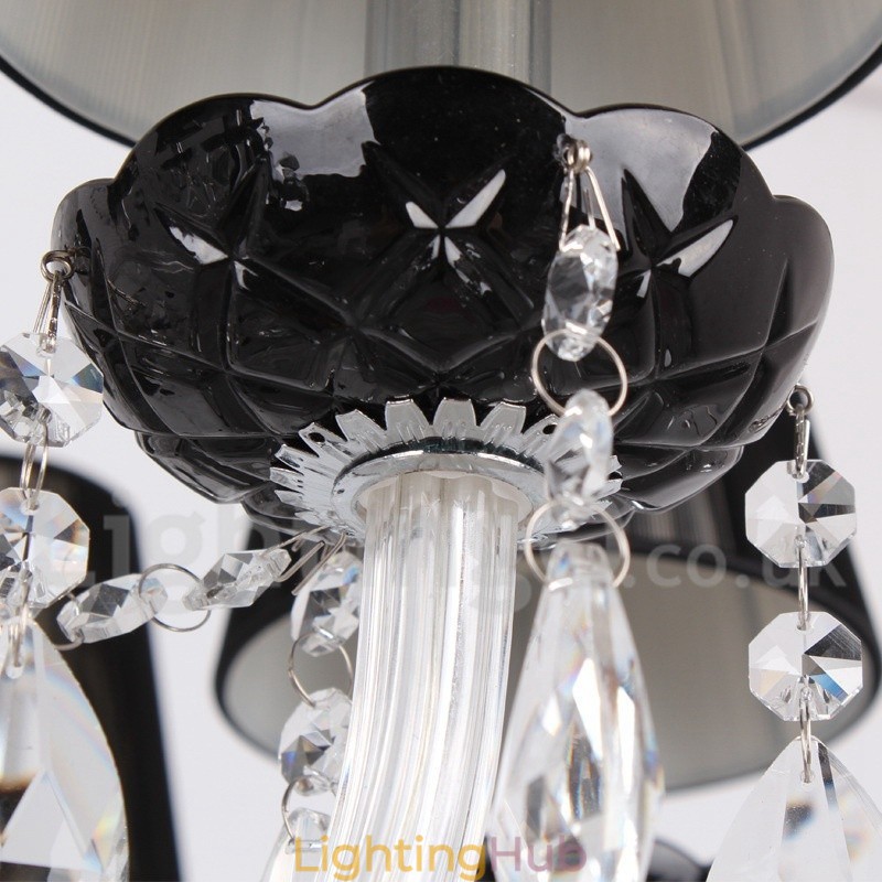 8 Light Contemporary Black Brushed K9 Crystal Candle Style Chandelier