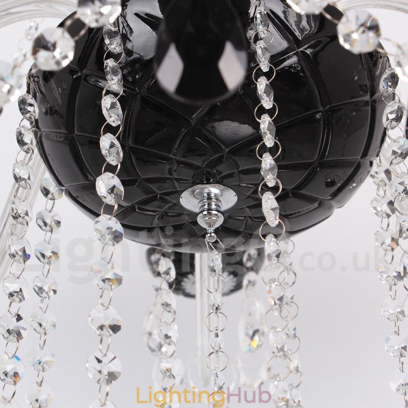 8 Light Contemporary Black Brushed K9 Crystal Candle Style Chandelier
