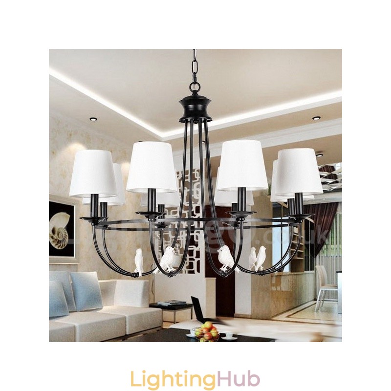 8 Light Retro Black Mediterranean Style Rustic Contemporary Candle Style Chandelier