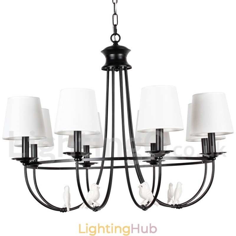 8 Light Retro Black Mediterranean Style Rustic Contemporary Candle Style Chandelier