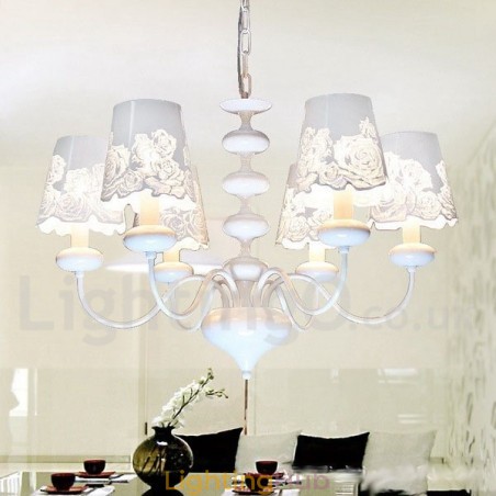 6 Light Modern Contemporary Hollow White Candle Style Chandelier 6 Light Modern Contemporary Hollow White Candle Style Chandelier