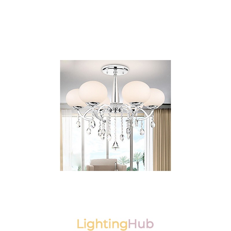 Modern Contemporary Crystal Electroplated Metal Chandelier