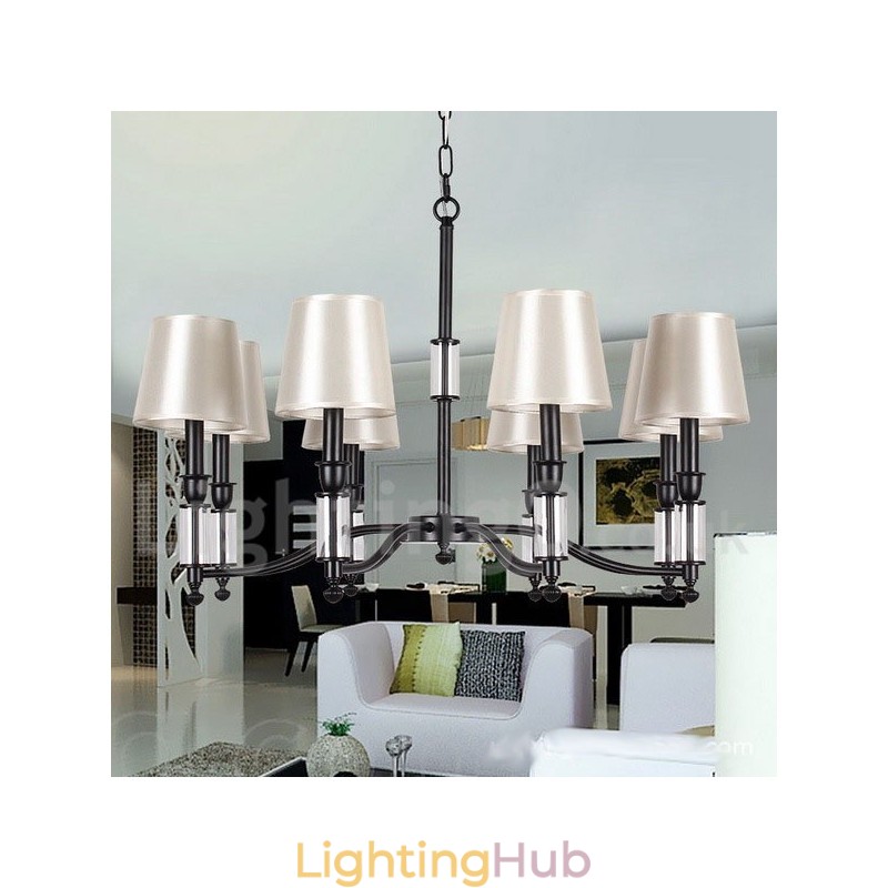 8 Light Black Retro Contemporary Candle Style Chandelier