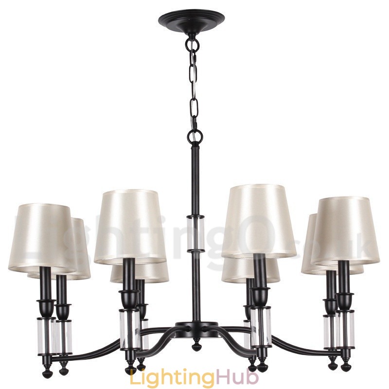 8 Light Black Retro Contemporary Candle Style Chandelier