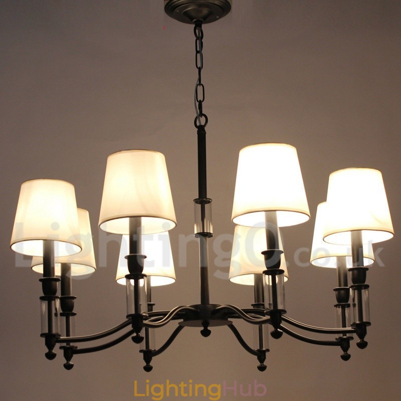 8 Light Black Retro Contemporary Candle Style Chandelier