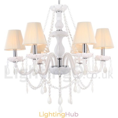 6 Light White K9 Crystal Candle Style Chandelier 6 Light White K9 Crystal Candle Style Chandelier