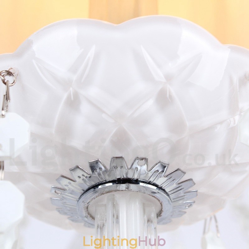 6 Light White K9 Crystal Candle Style Chandelier