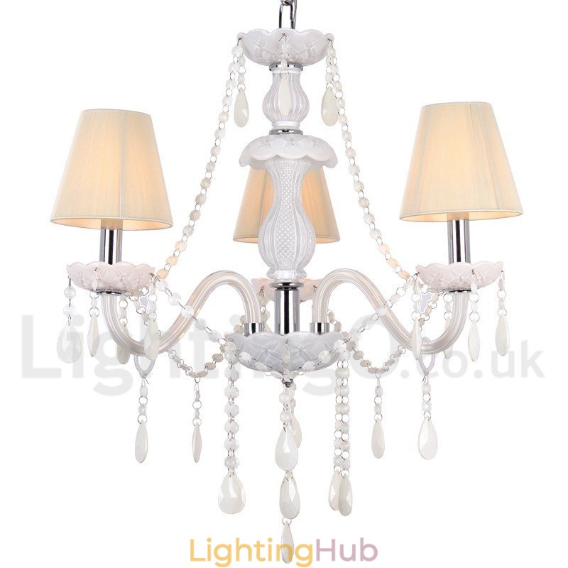 3 Light White K9 Crystal Candle Style Chandelier