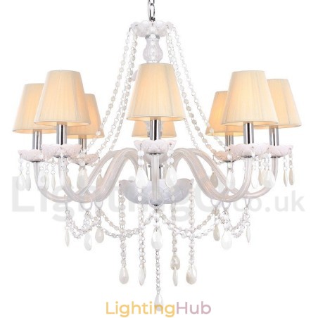 8 Light White K9 Crystal Candle Style Chandelier 8 Light White K9 Crystal Candle Style Chandelier