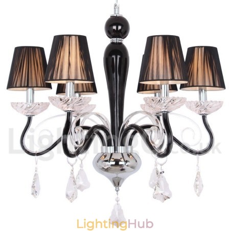6 Light White Contemporary K9 Crystal Candle Style Chandelier 6 Light White Contemporary K9 Crystal Candle Style Chandelier