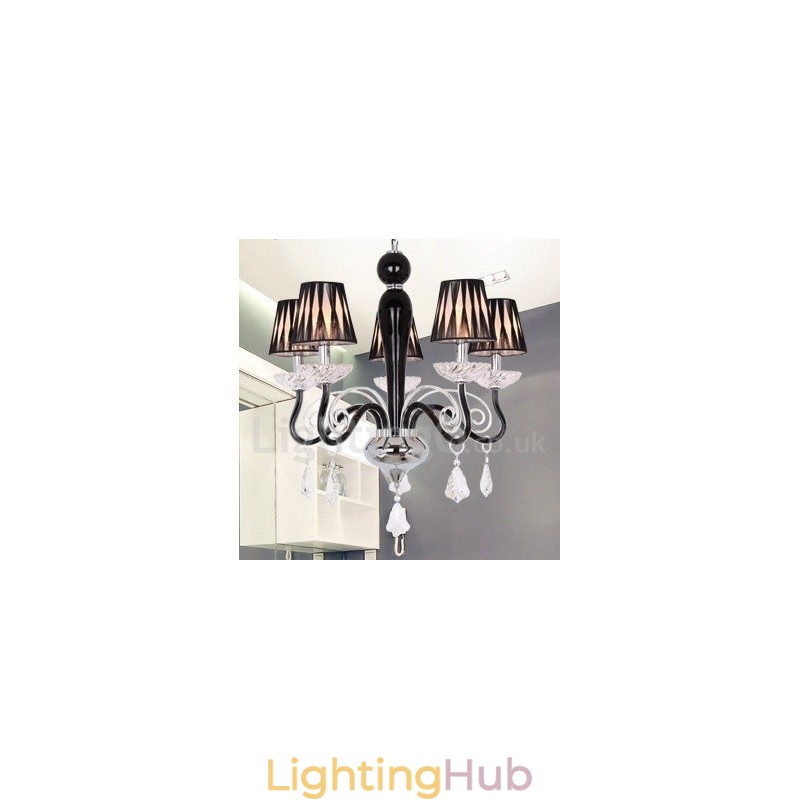 5 Light White Contemporary K9 Crystal Candle Style Chandelier