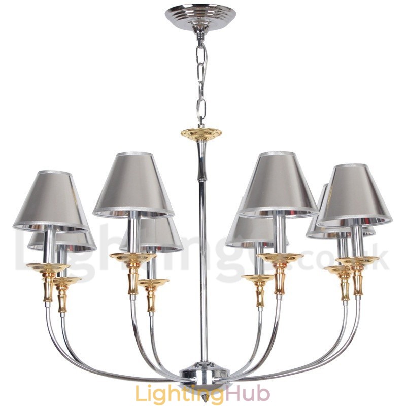 8 Light Modern Contemporary Chrome Candle Style Chandelier