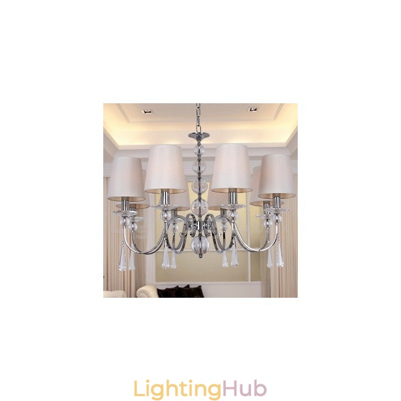 8 Light Contemporary K9 Crystal Candle Style Chandelier