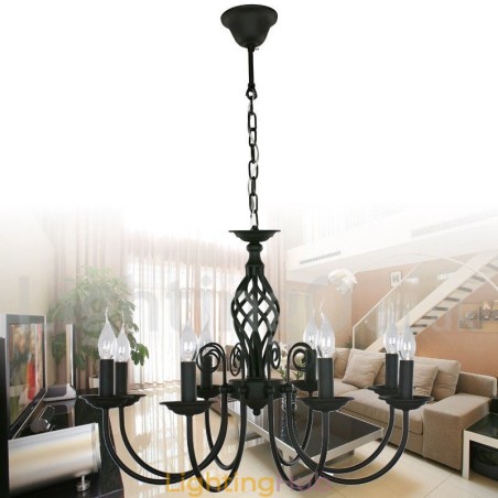 8 Light Contemporary Retro Black Candle Style Chandelier 8 Light Contemporary Retro Black Candle Style Chandelier