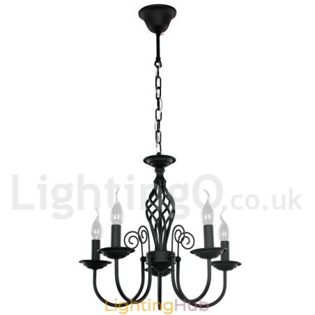 5 Light Contemporary Retro Black Candle Style Chandelier 5 Light Contemporary Retro Black Candle Style Chandelier