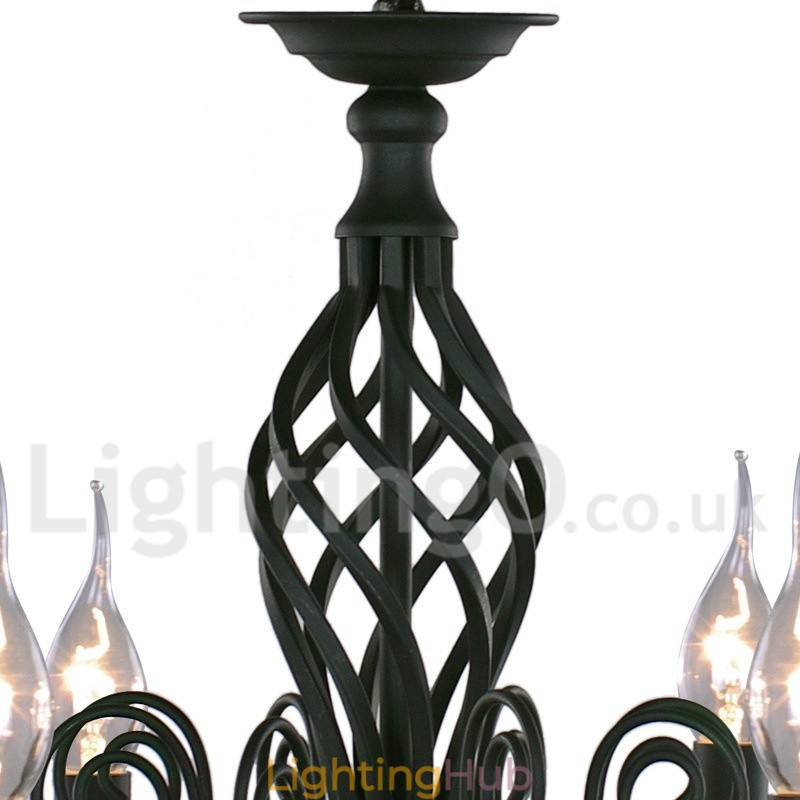 5 Light Contemporary Retro Black Candle Style Chandelier