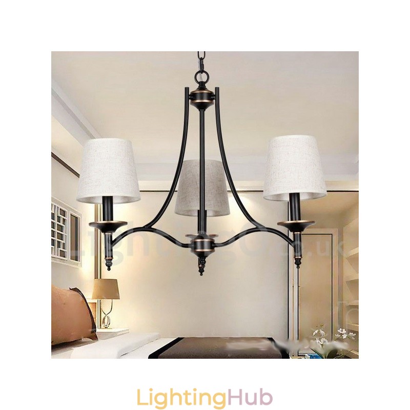 3 Light Rustic Retro Black Contemporary Candle Style Chandelier