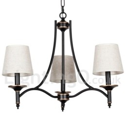 3 Light Rustic Retro Black Contemporary Candle Style Chandelier