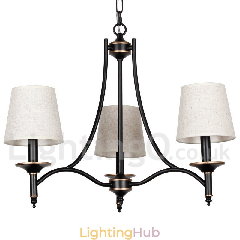 3 Light Rustic Retro Black Contemporary Candle Style Chandelier