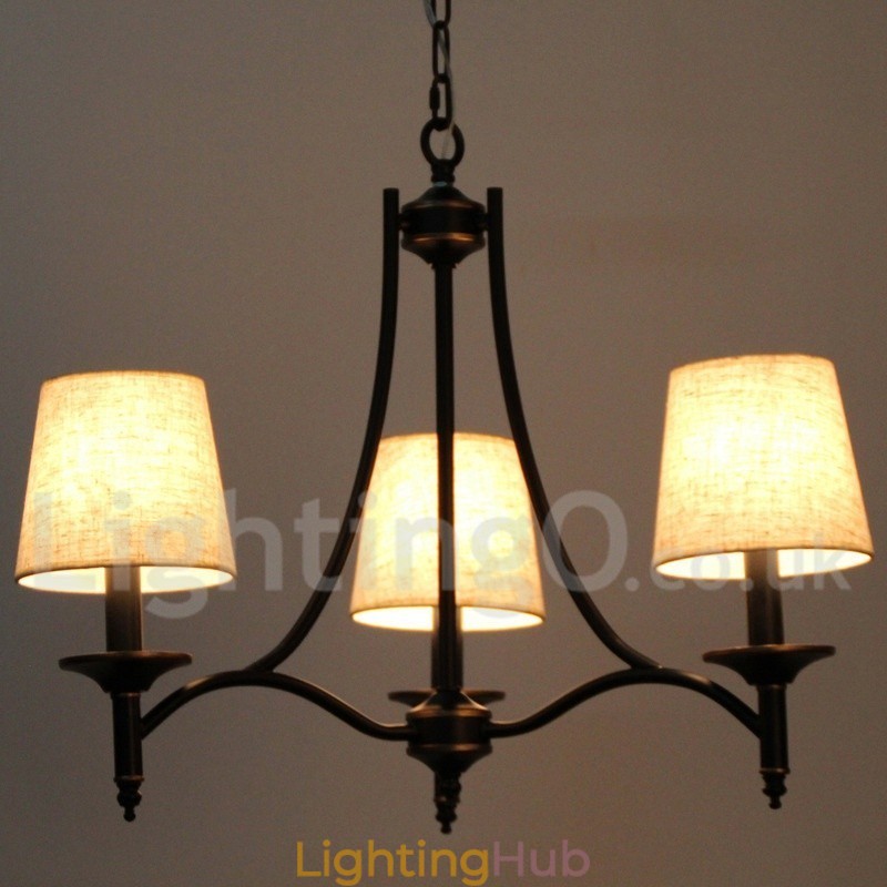 3 Light Rustic Retro Black Contemporary Candle Style Chandelier