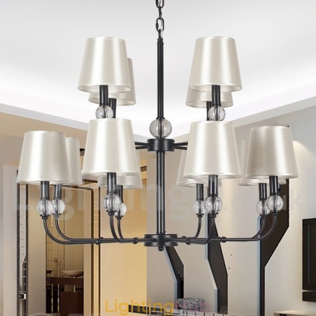 12 Light Retro 2 Tier Large Black Contemporary Candle Style Chandelier 12 Light Retro 2 Tier Large Black Contemporary Candle Style Chandelier