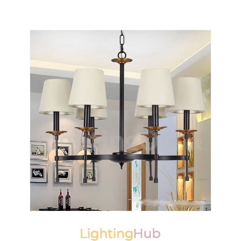 6 Light Contemporary Black Retro Candle Style Chandelier