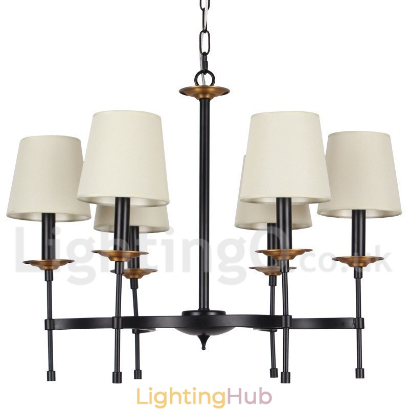 6 Light Contemporary Black Retro Candle Style Chandelier