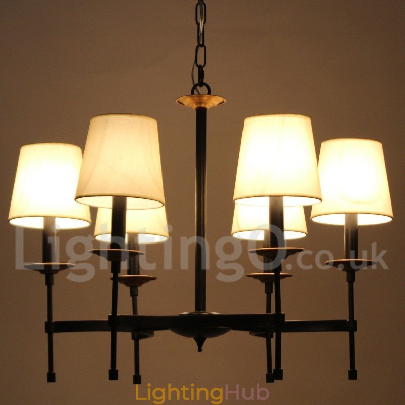 6 Light Contemporary Black Retro Candle Style Chandelier