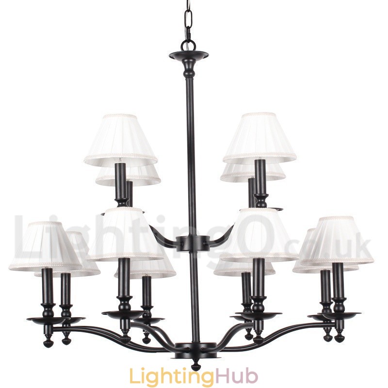 12 Light Retro Rustic Large 2 Tier Candle Style Chandelier