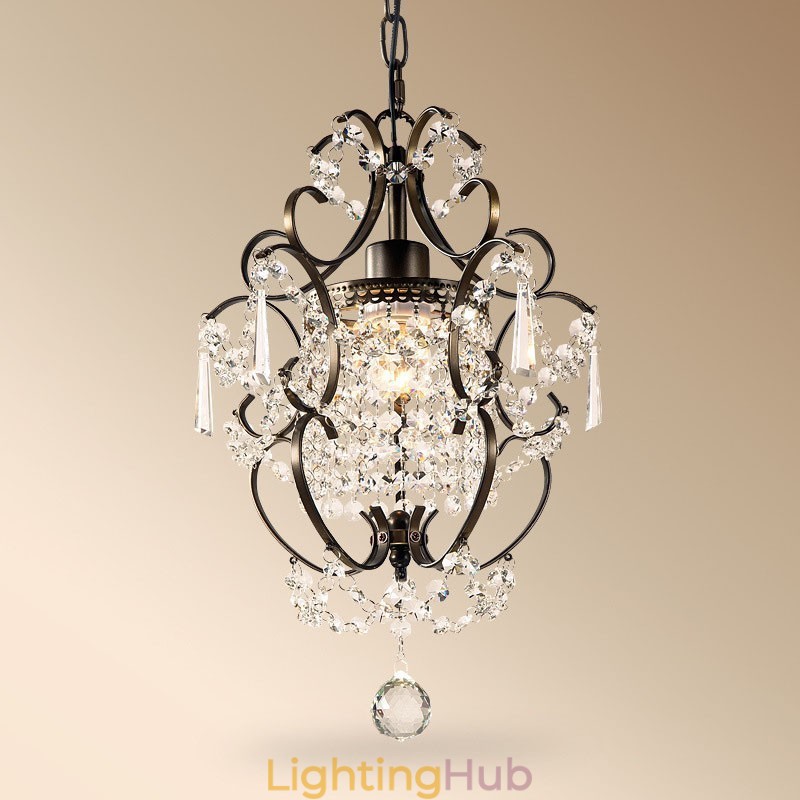 Iron Painting Chandelier with Clear Crystal Modern Lighting Lamp