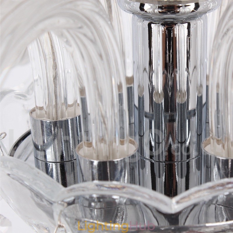 8 Light Contemporary K9 Crystal Candle Style Chandelier