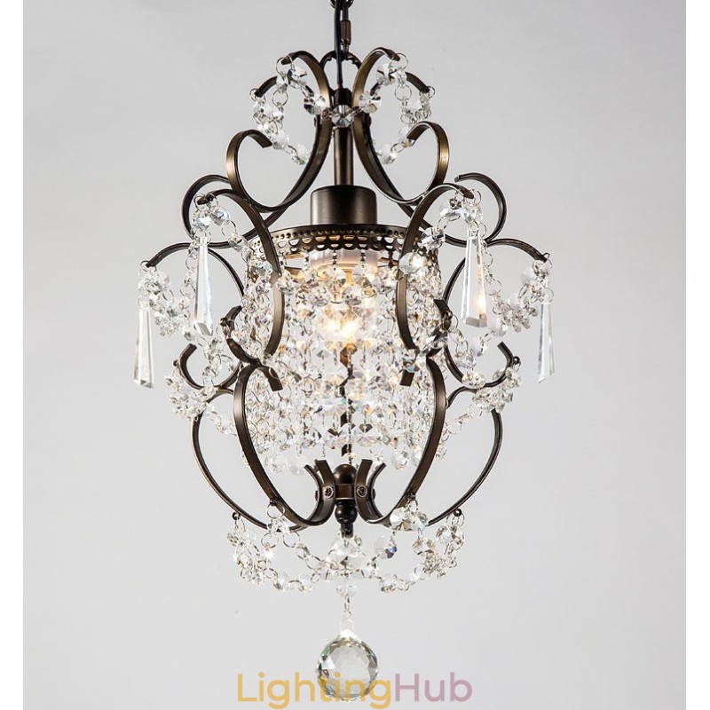 Iron Painting Chandelier with Clear Crystal Modern Lighting Lamp
