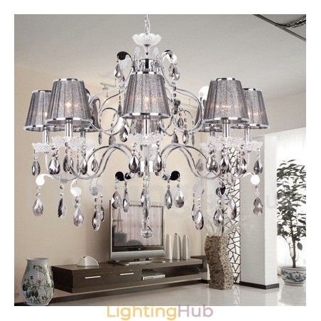 8 Light Grey K9 Crystal Candle Style Chandelier 8 Light Grey K9 Crystal Candle Style Chandelier