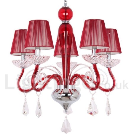 5 Light Red Contemporary K9 Crystal Candle Style Chandelier 5 Light Red Contemporary K9 Crystal Candle Style Chandelier