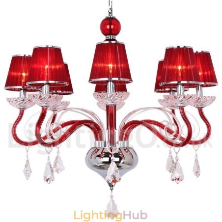 8 Light Red Contemporary K9 Crystal Candle Style Chandelier 8 Light Red Contemporary K9 Crystal Candle Style Chandelier