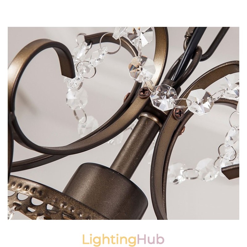 Iron Painting Chandelier with Clear Crystal Modern Lighting Lamp