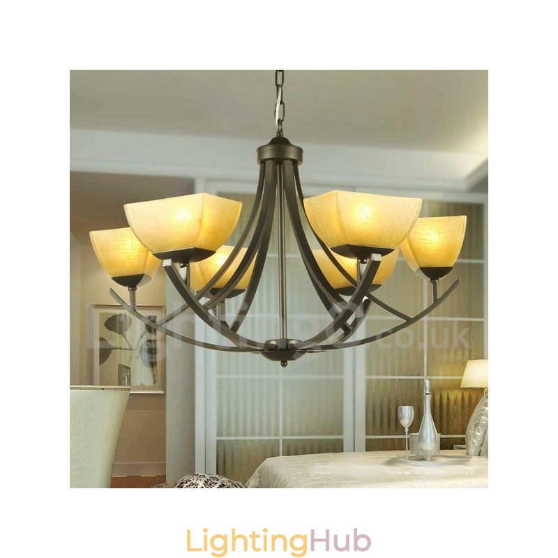 6 Light Mediterranean Style Black Candle Style Chandelier